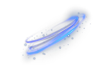 Blue glowing neon circle with radiant laser beam and magic light swirl. Abstract round frame for technology, sci-fi, and futuristic energy design concepts.