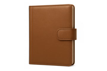 Brown leather personal organizer notebook with clasp