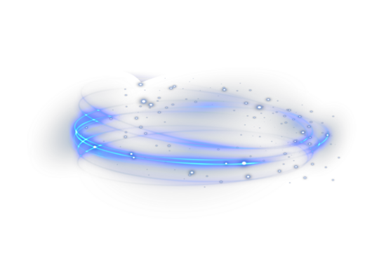 Glowing neon blue circular portal frame with spark effect. Abstract futuristic light ring with LED illumination for vector design and technology backgrounds.