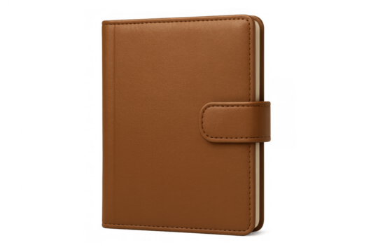 Brown leather personal organizer notebook with clasp