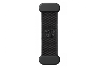 Black anti-slip textured grip strap with transparent background