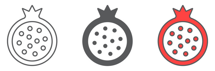 Pomegranate icon, food and fruit, garnet sign, vector graphics, a linear pattern on a white background. editable stroke
