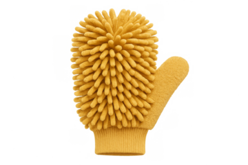 Yellow microfiber chenille washing mitt for car cleaning