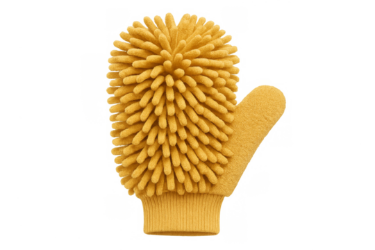Yellow microfiber chenille washing mitt for car cleaning