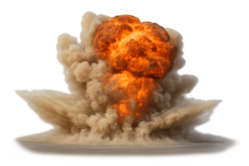 Explosive fire blast creating dust and smoke