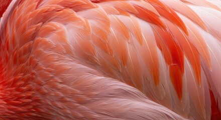 Fototapeta premium Close-up of vibrant flamingo feathers in warm hues