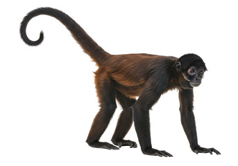 Isolated Spider Monkey Ateles with a Prehensile Tail, Showing Wildlife of Tropical America