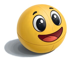 Fototapeta premium Cheerful yellow ball with a happy face expressing joy and playful innocence