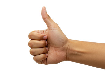 Isolated hand gesture giving a thumbs-up signal, symbol of agreement or approval, good job