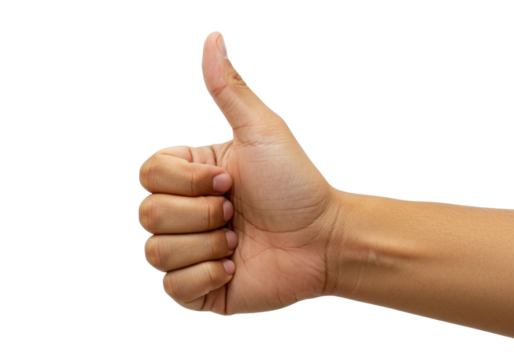 Isolated hand gesture giving a thumbs-up signal, symbol of agreement or approval, good job