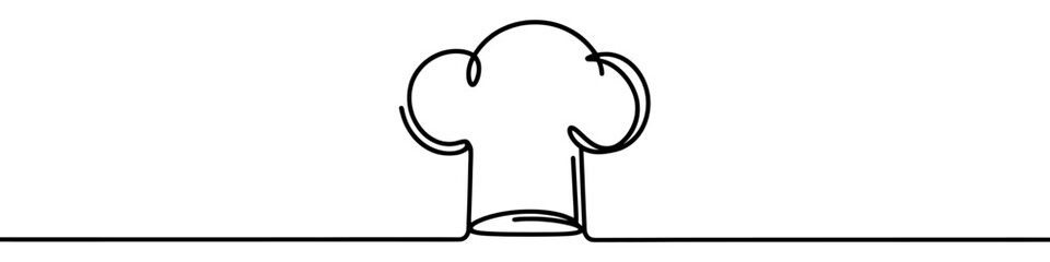 Chef hat icon. Continuous one line drawing of chef hat. Vector illustration. Chef hat in one line style.