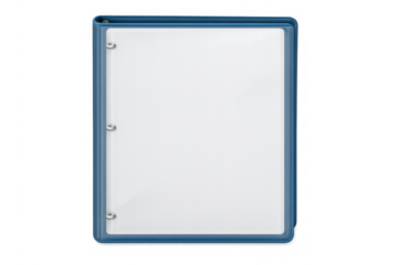 Blue ring binder with blank pages for documents