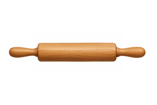 Wooden rolling pin for baking and cooking transparent background