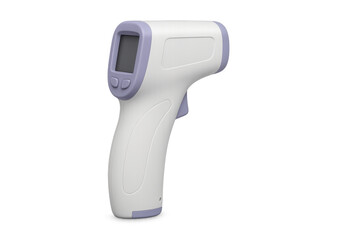 Infrared digital thermometer measuring body temperature, transparent background