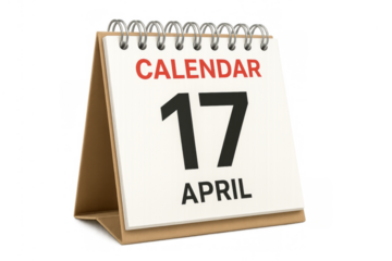Desk calendar displaying april 17 date
