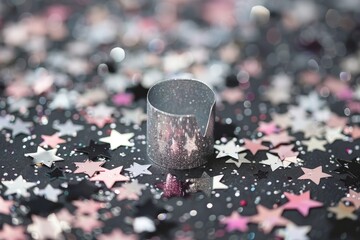 Stylish Cookie Cutter Centered Among Festive Stars on Dark Background