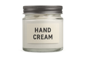 Hand cream in glass jar, transparent background