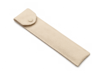 Beige felt pen case pouch with button closure