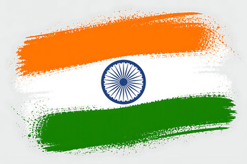 Bold brushstrokes depict the national flag, showcasing vibrant colors and a central emblem.