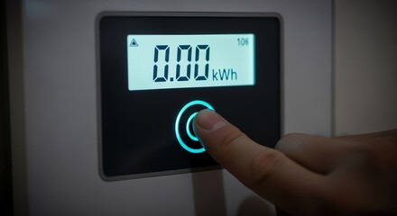 Electric meter displaying kilowatt hours