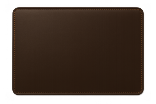 Brown leather rectangle patch with stitching detail