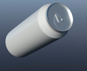 WHITE CAN OF ENERGY DRINK, JUICE, SODA, BEER OR TONIC DRINK ON ISOLATED WHITE BACKGROUND