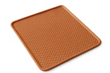 Brown silicone non-slip kitchen mat on transparent background