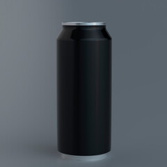 BLACK CAN OF ENERGY DRINK, JUICE, SODA, BEER OR TONIC DRINK ON ISOLATED WHITE BACKGROUND