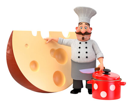 3d illustration cook with cheese
