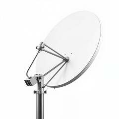 Satellite dish on metal pole with clear background  