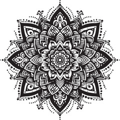 Black and White Mehndi Design Vector | Intricate Henna Art Illustration