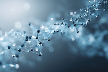 Abstract Blue Molecular Network Of Interconnected Atoms And Connections For Technology