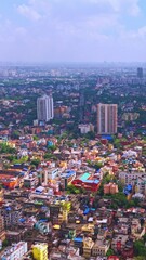 Top View Drone Shot of Kolkata City Urban Landscape and Expanding Skyline