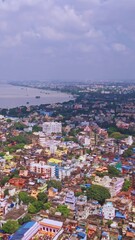 Cinematic Drone Shot of Kolkata City and Hooghly River View