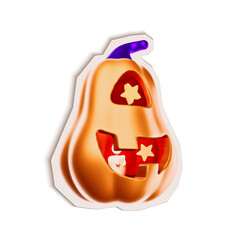 A Trendy Sticker Pumpkin with colorful Halftone Dot texture. Vector isolated element on Halloween on transparent background. Vintage style Pop art and y2k vibe nostalgic