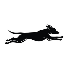 Silhouette of a dog running fast energetic pose expressing freedom and speed vector