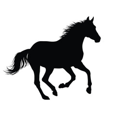 Majestic black horse silhouette galloping freely capturing motion and power vector
