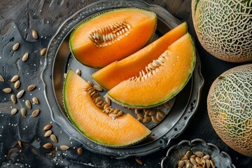 Vibrant Arrangement of Fresh Cantaloupe Wedges