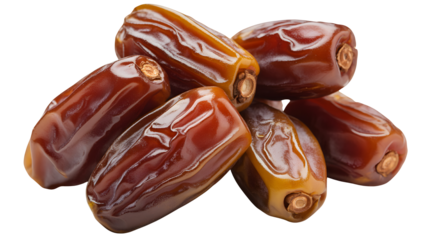 Rich, glossy dates clustered together, showcasing their natural sweetness and inviting texture, perfect for healthy snacking and culinary creations.