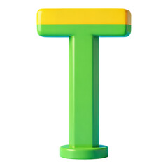 Green T-Shaped Object with Yellow Top, 3D Realism Graphic on Transparent Background