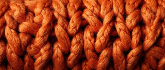 Closeup view of thick orange handknitted texture in fall setting