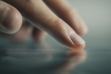 Finger interacting with tablet displaying layered analytics dashboards and digital KPIs, cloud syncing and ROI growth metrics