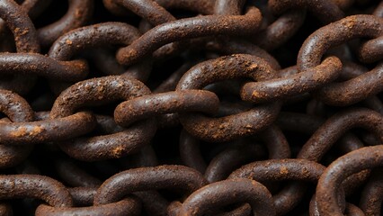 Fototapeta premium a pile of thick iron chains with a rusty texture