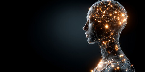 Disruptive innovation management strategies digital realm visual art abstract profile view modern concept