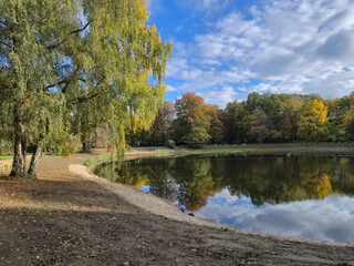 The Wilhelmsruh Lake in Berlin-Pankow in autumn 2025 after renaturation