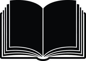 Open Book Silhouette Vector Graphic for Reading, Education, Literature, Library, and Storytelling Concepts