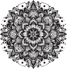 Black and White Mehndi Design Vector | Intricate Henna Art Illustration