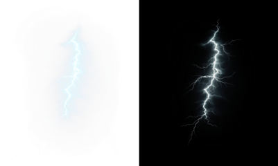 Lightning bolt PNG overlay with transparent background for creative projects