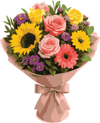 Naklejka premium Assorted Vibrant Flower Bouquet