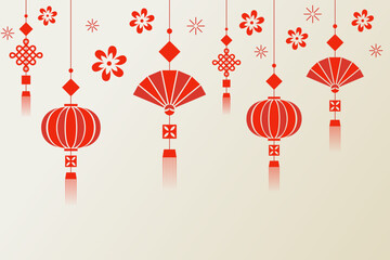 Chinese New Year Background vector. Chinese festive card with lantern hanging design for Chinese New Year celebration